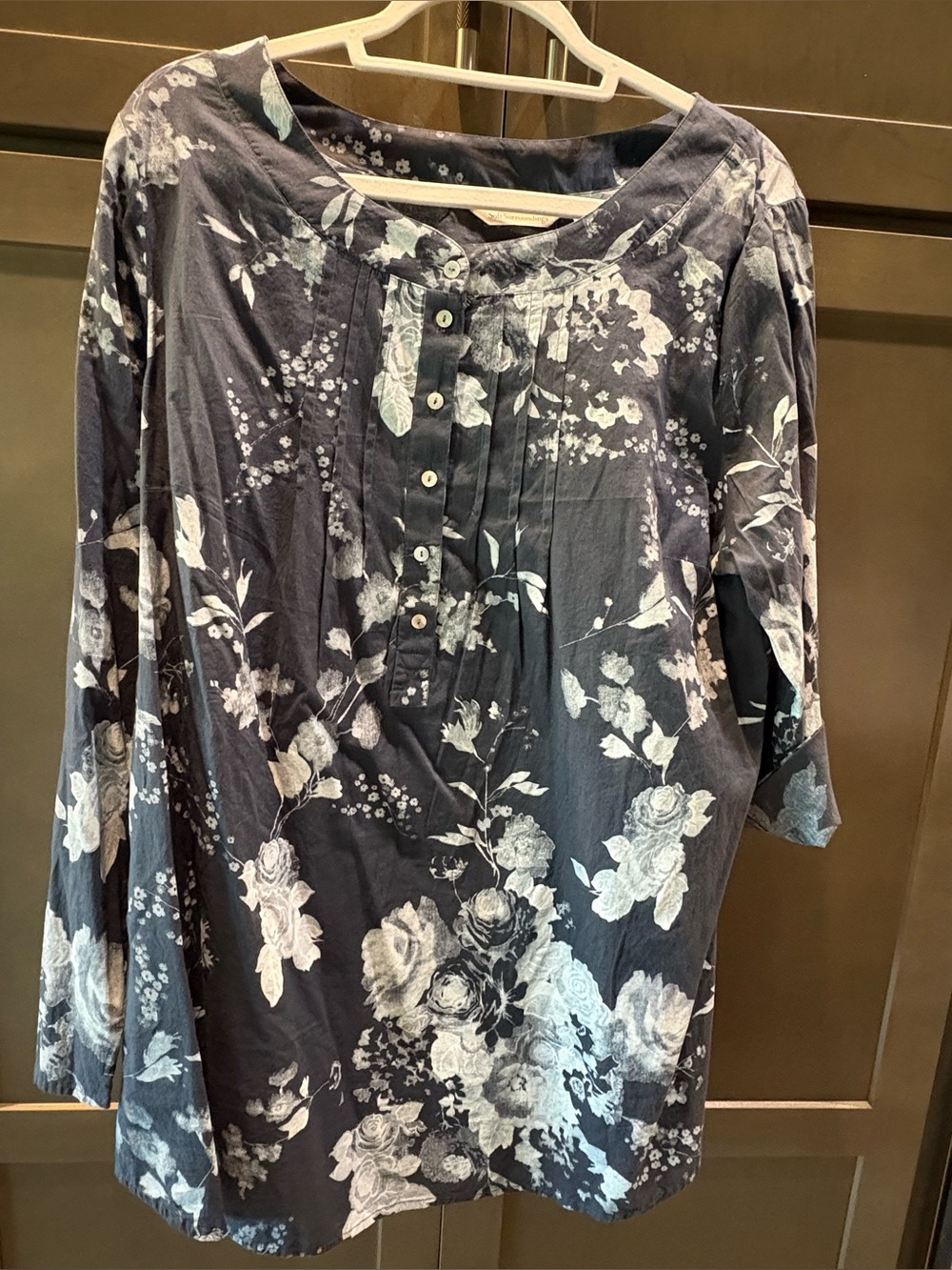 NWT Soft Surroundings Cotton Floral Print Blouse Top, XL
